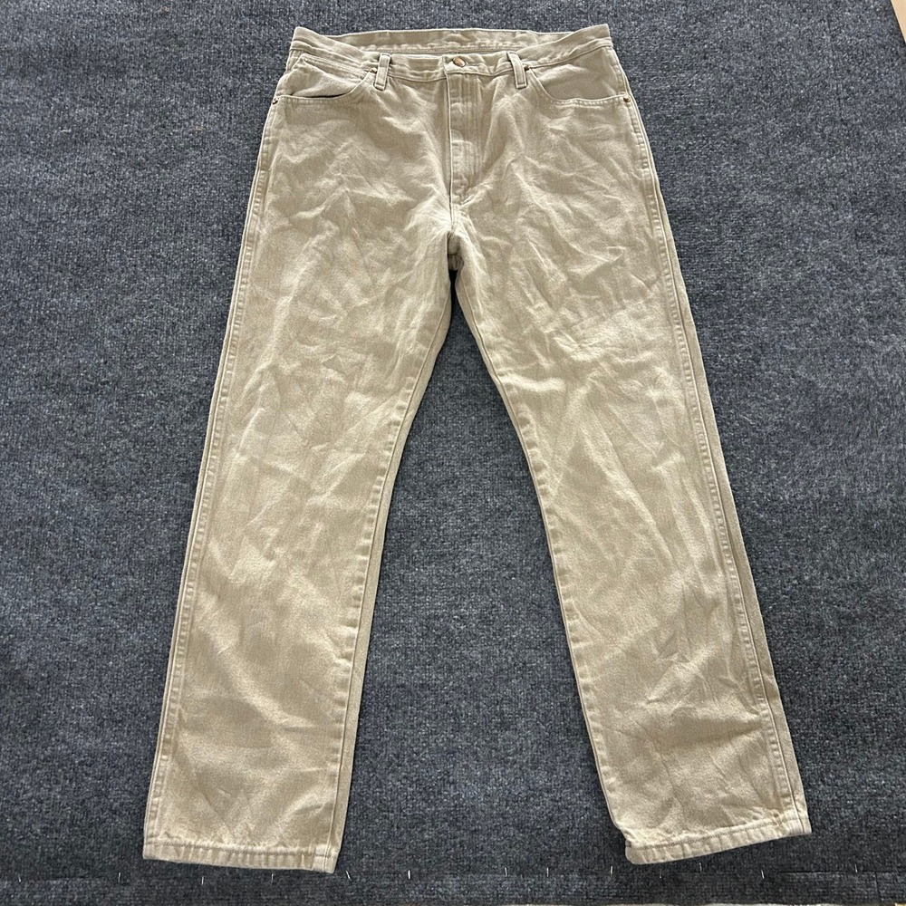 Wrangler Jeans Mens Size 36x32 Tan Regular Fit Straight Leg Denim 1013MWZTN